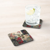 Een Hulstbes Rustieke Winter Patchwork Bier Onderzetter (Rechterzijde)