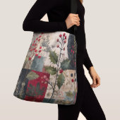 Een Hulstbes Rustieke Winter Patchwork Crossbody Tas (Dichtbij)