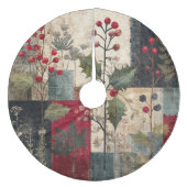 Een Hulstbes Rustieke Winter Patchwork Fleece Kerstboom Rok (Voorkant)