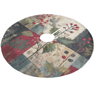 Een Hulstbes Rustieke Winter Patchwork Fleece Kerstboom Rok