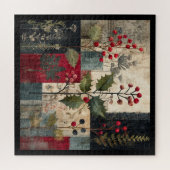 Een Hulstbes Rustieke Winter Patchwork Legpuzzel (Horizontaal)
