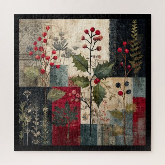 Een Hulstbes Rustieke Winter Patchwork Legpuzzel (Verticaal)