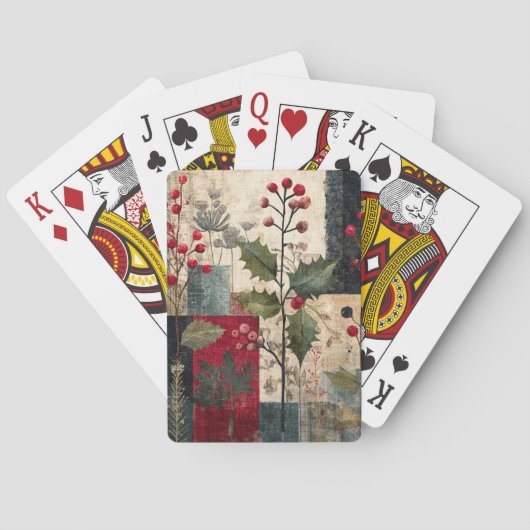 Een Hulstbes Rustieke Winter Patchwork Pokerkaarten (Achterkant)
