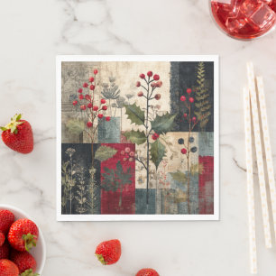 Een Hulstbes Rustieke Winter Patchwork Servet