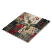 Een Hulstbes Rustieke Winter Patchwork Tegeltje (Zijkant)
