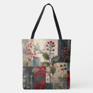 Een Hulstbes Rustieke Winter Patchwork Tote Bag