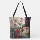 Een Hulstbes Rustieke Winter Patchwork Tote Bag (Achterkant)