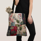Een Hulstbes Rustieke Winter Patchwork Tote Bag (Dichtbij)