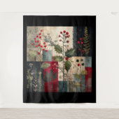 Een Hulstbes Rustieke Winter Patchwork Wandkleed (Voorkant)