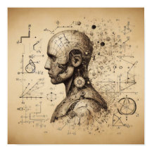 Een humanoïde bovenop een gegevensblad