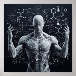 Een humanoïde bovenop een gegevensblad poster