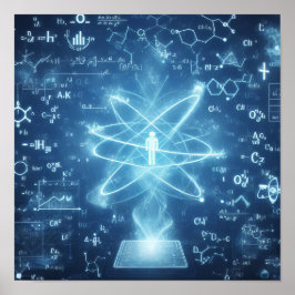 Een humanoïde bovenop een gegevensblad poster