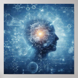 Een humanoïde bovenop een gegevensblad poster