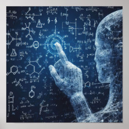 Een humanoïde interactie met een data board poster