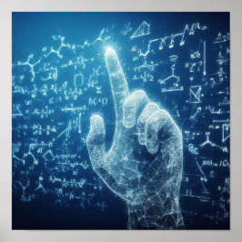 Een humanoïde interactie met een gegevensblad poster