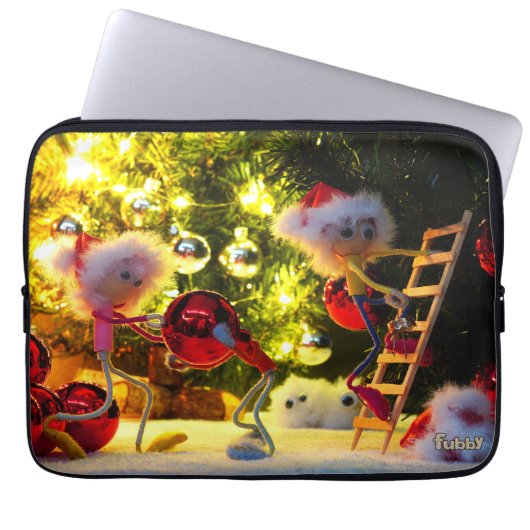 Een humoristisch blik van de Fubby's op Kersdeco. Laptop Sleeve (Voorkant)