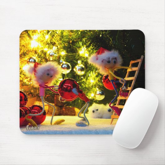 Een humoristisch blik van de Fubby's op Kersdeco. Muismat (Met muis)