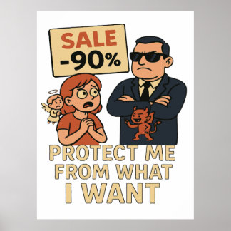 Een humoristische cartoon-achtige afbeelding poster