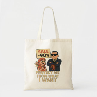 Een humoristische cartoon-achtige afbeelding tote bag