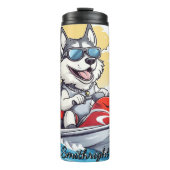 Een Husky hond op een jetski Thermosbeker (Voorkant)