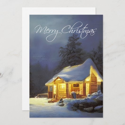 Een hut kerst feestdagenkaart (Voorkant / Achterkant)