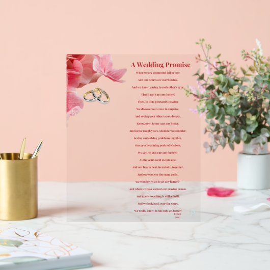 Een huwelijksbelofte acryl bord (Huwelijk)