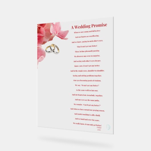Een huwelijksbelofte acryl bord (Hoek)