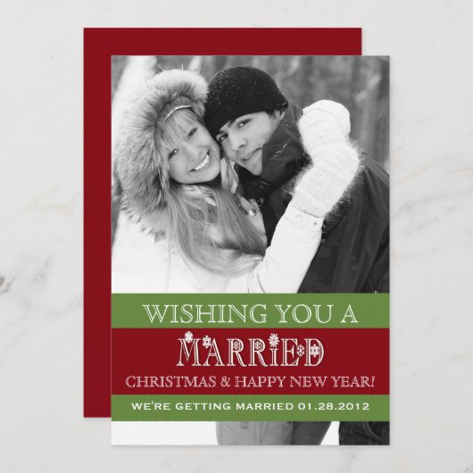 Een huwelijkskerstaankondiging feestdagenkaart (Voorkant / Achterkant)