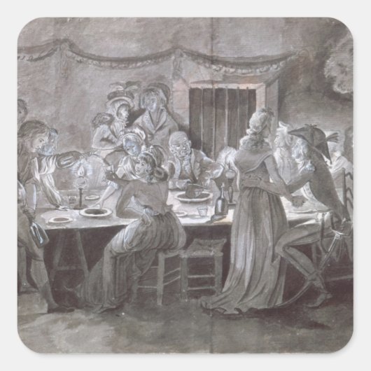 Een huwelijksreis vierkante sticker (Voorkant)