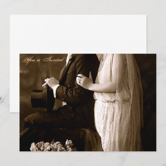 Een huwelijksuitnodiging uit 1920 kaart (Voorkant / Achterkant)