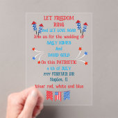 Een huwelijksuitnodiging van 4 juli in de kleuren  acryl uitnodigingen (Insitu (Draagbaar))