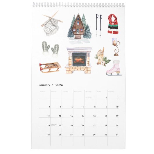 Een hygge leven | Waterverf illustraties Kalender (Jan 2026)