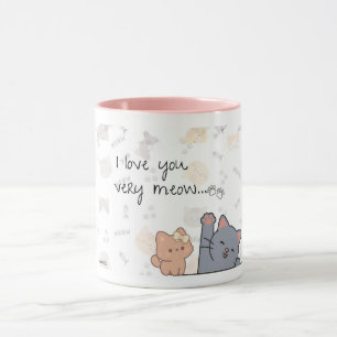 Een 'I Love You Meow en Kitty'-mok voor je geliefd Mok