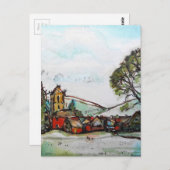 Een Idyllic British Village-schets Briefkaart (Voorkant / Achterkant)