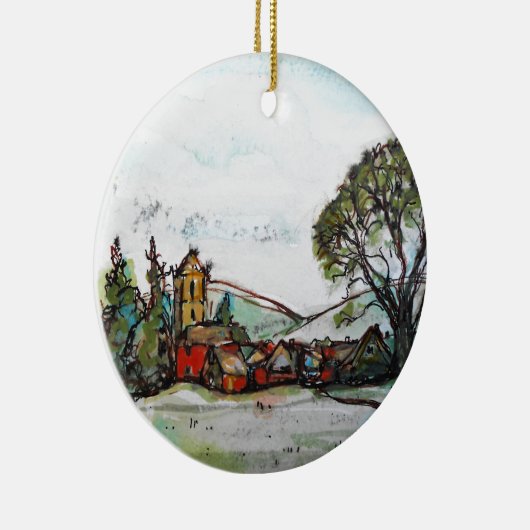 Een Idyllic British Village-schets Keramisch Ornament (Rechts)