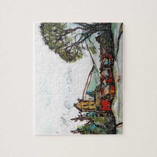 Een Idyllic British Village-schets Legpuzzel (Verticaal)