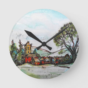Een Idyllic British Village-schets Ronde Klok