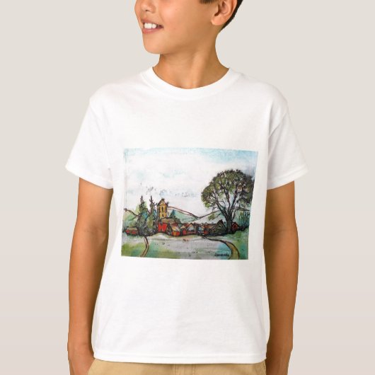 Een Idyllic British Village-schets T-shirt (Voorkant)