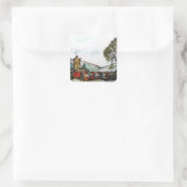Een Idyllic British Village-schets Vierkante Sticker (Tas)