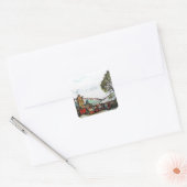 Een Idyllic British Village-schets Vierkante Sticker (Envelop)