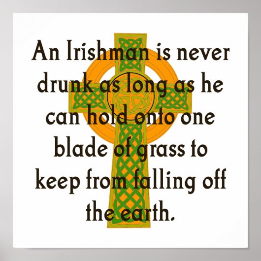 Een Ier wordt nooit Drink - Iers citaat Poster (Voorkant)