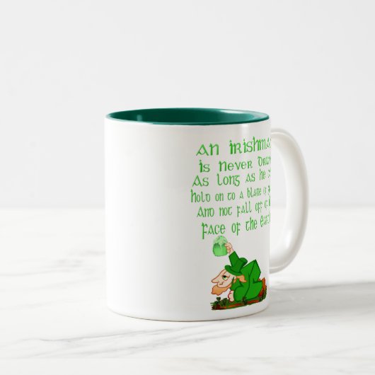 Een Ier wordt nooit Drink.... Mok (Voorkant rechts)
