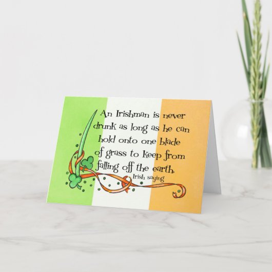 Een Iers Man is nooit Drink Wenskaart Kaart (Voorkant)
