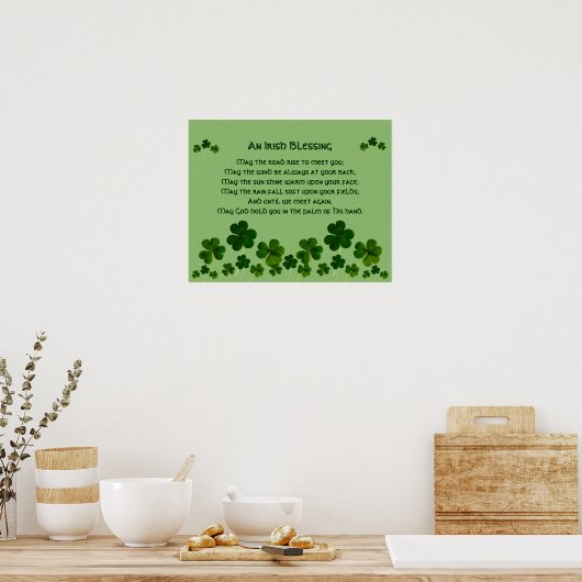 Een Iers Zegen/Shamrocks Poster (Keuken)