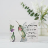 Een Ierse "Blessing Courage Hummingbird Wings" Briefkaart (Staand voorkant)