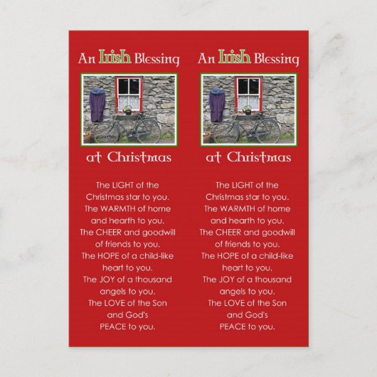 Een Ierse zegen met Kerst Boeklegger Feestdagenkaart (Voorkant)