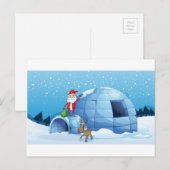een iglo en een santa clause feestdagenkaart (Voorkant / Achterkant)