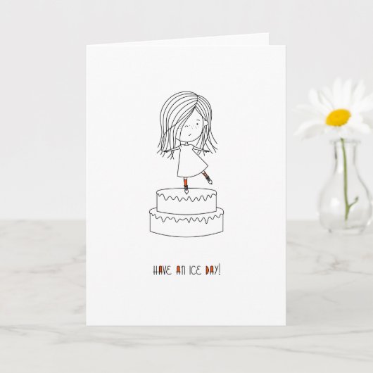 Een ijsdag! Schattige schaatsmeisje Kaart (Kleine Plant)