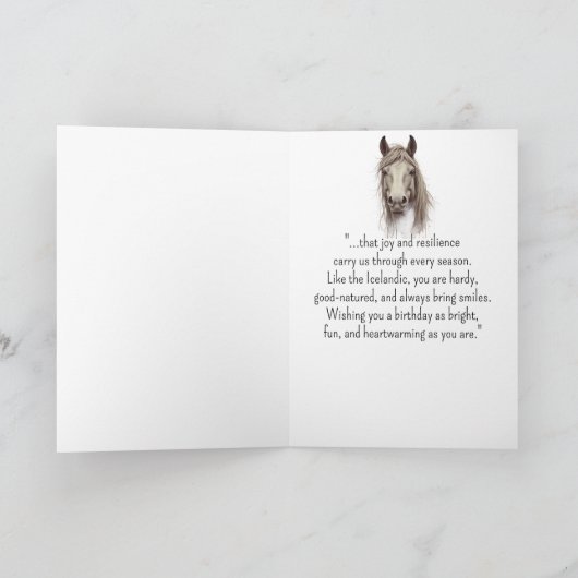 Een IJslandse paardenpersoonlijkheid Verjaardag Kaart (Binnen)