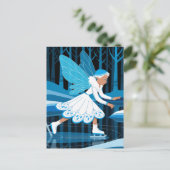Een ijsschaatsfee met blauwe vleugels briefkaart (Staand voorkant)